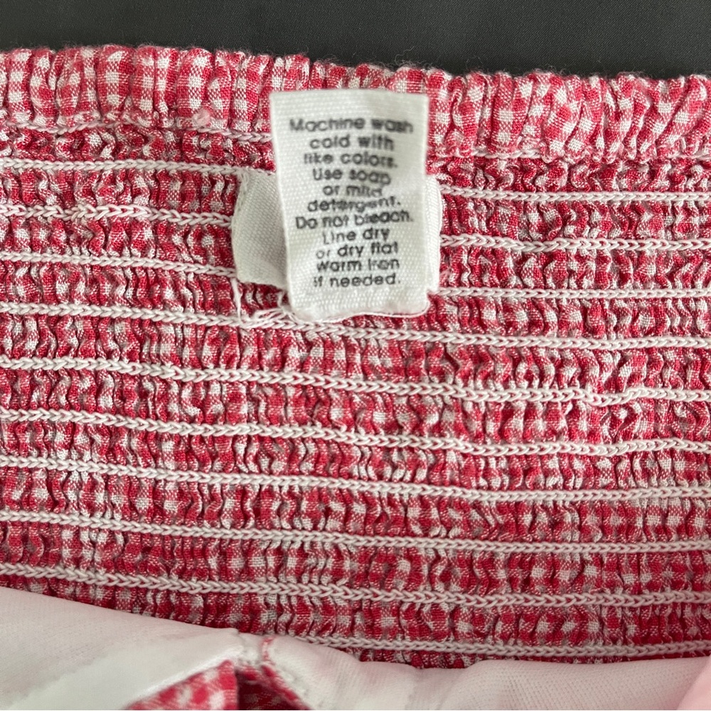 Red Gingham Pullover Button Front Halter Tie Tank Top Japna Jr Size XS Ruffle - Picture 7 of 7